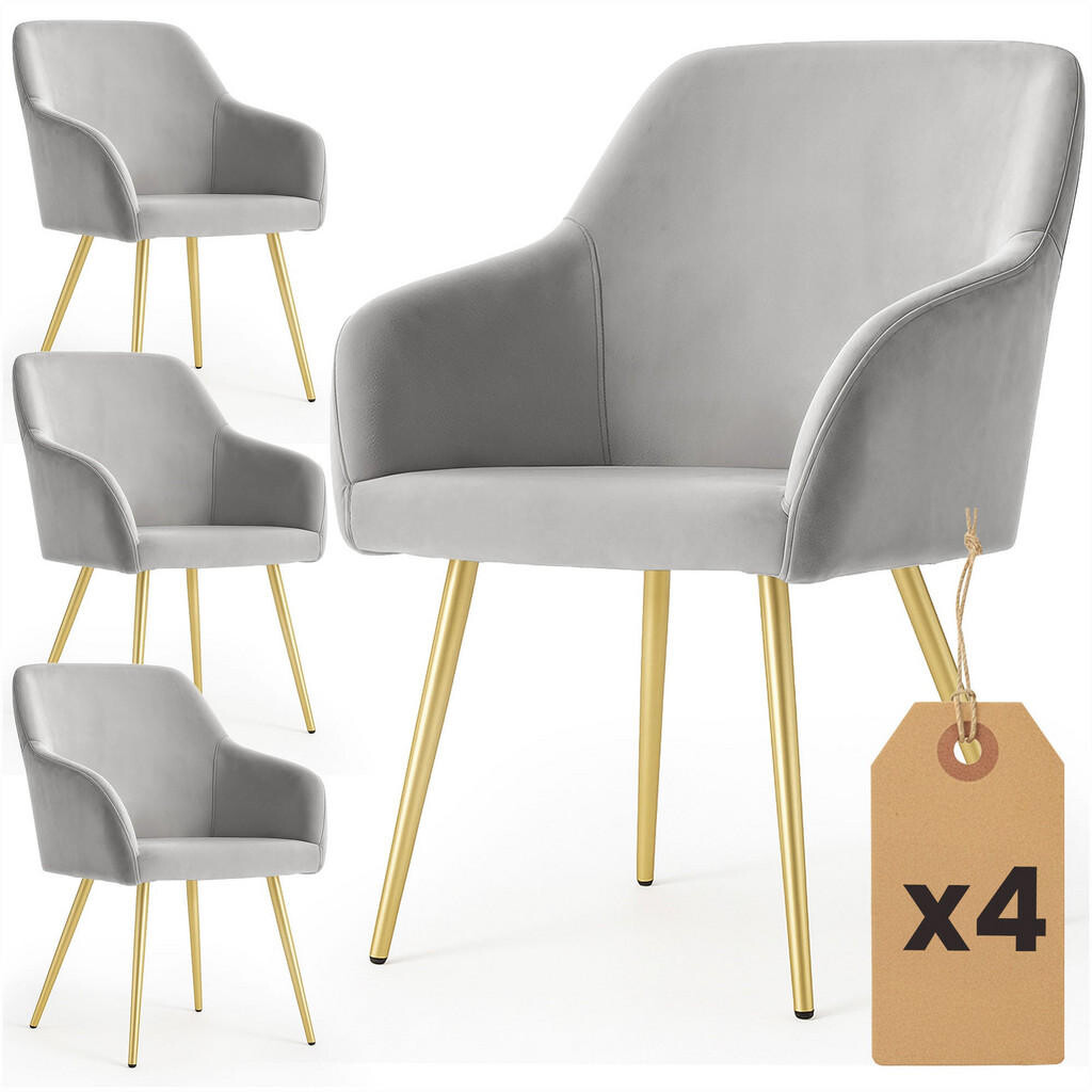 RAUMHIRSCH FURNITURE ČALOUNĚNÁ ŽIDLE, sada 4 ks, kovové nohy šedé, zlaté 54,5/83/58