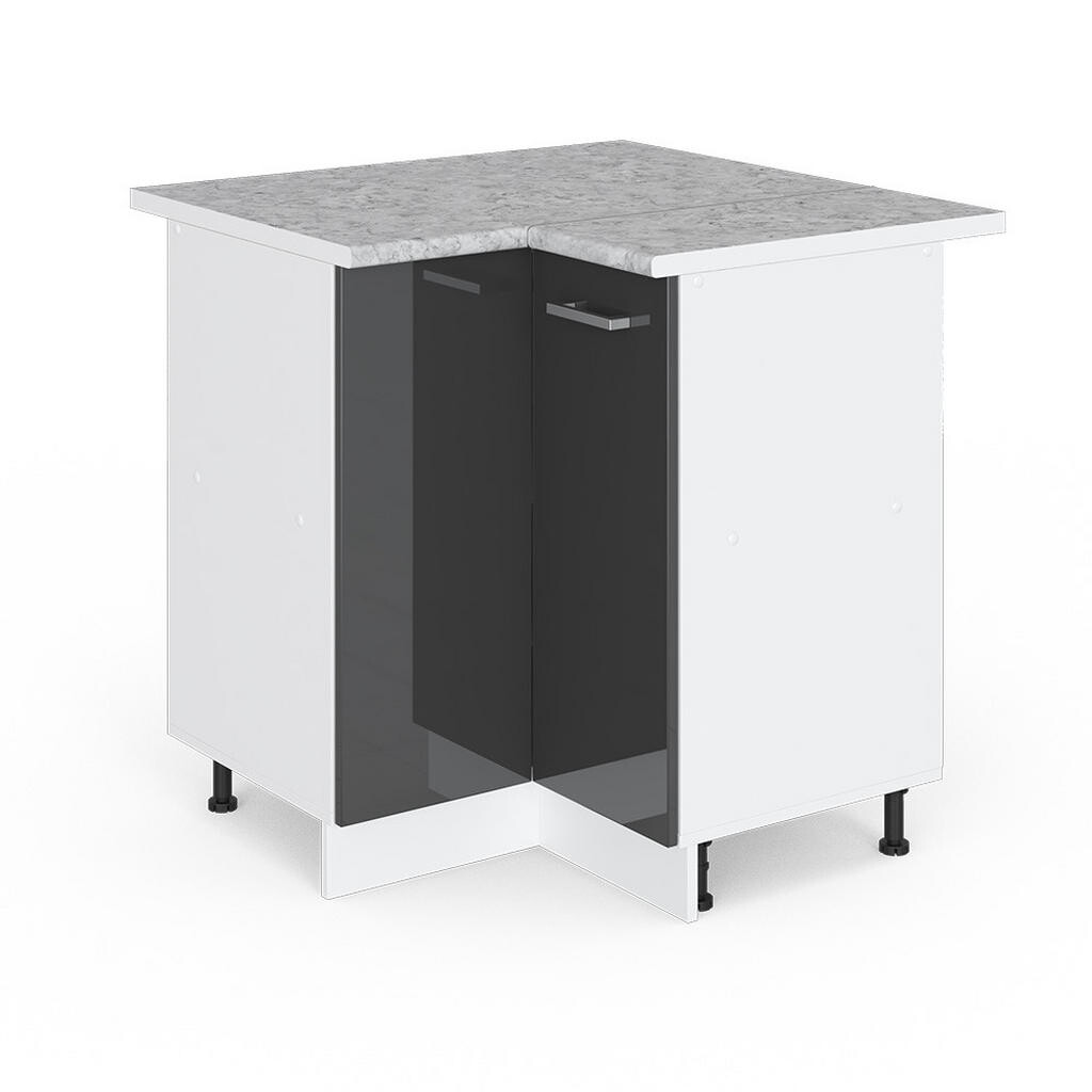 Vicco UNIVERZÁLNÍ ROHOVÁ SKŘÍŇ R-Line Antracitový vysoký lesk 75.6 cm s dvířky, s pracovní deskou