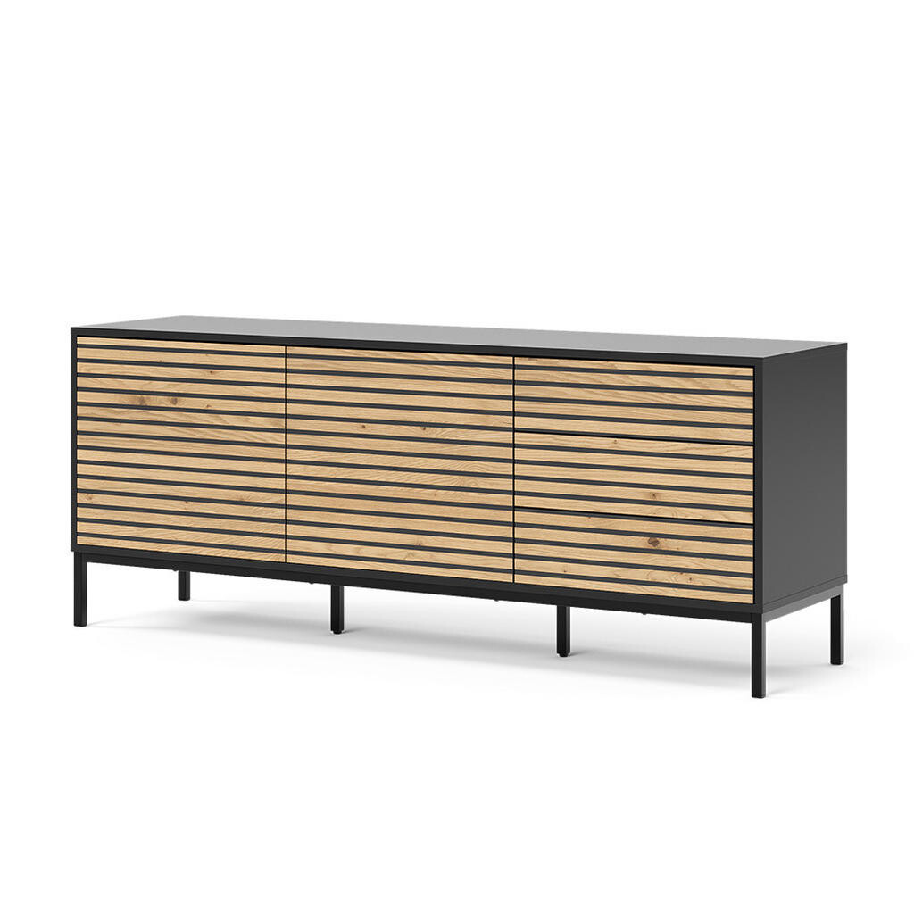Vicco NÍZKÁ DESKA Eliza Zlatý dub power/antracit 150 x 60 cm se 3 zásuvkami