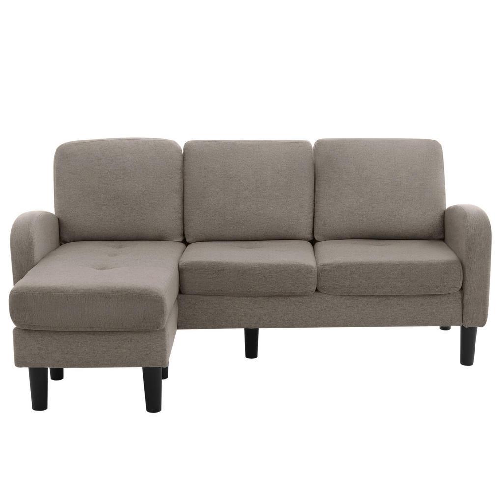 OKWISH ROHOVÁ pohovka s chaiselongue 166/118/77 cm šedá z pěny a směsi bavlny a lnu s modulárním uspořádáním