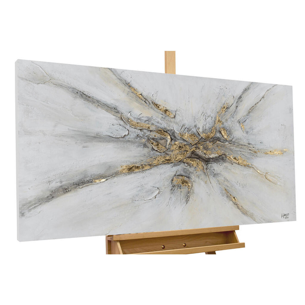 KUNSTLOFT RUČNĚ MALOVANÝ AKRYLOVÝ OBRAZ ŠEDÝ/STŘÍBRNÝ, 120/60 CM