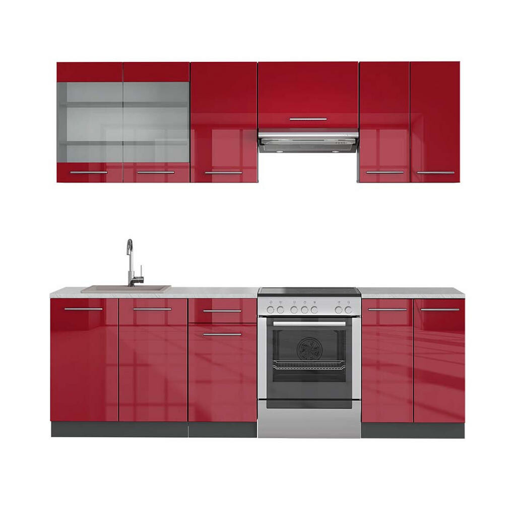 Vicco KUCHYŇSKÝ KOUT Fame-Line Bordeaux vysoký lesk/antracitová 240 cm , PD Mramor