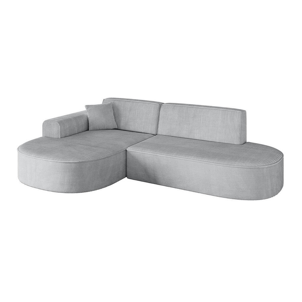 ALTDECOR ROHOVÁ SEDACÍ SOUPRAVA s otomanem vlevo MARI-L1 – 243 × 171 × 79 cm, šedý manšestr