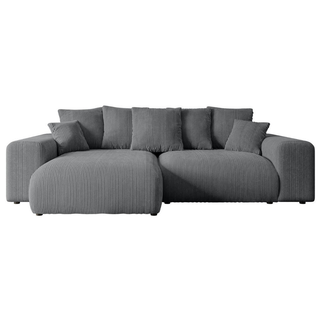 ALTDECOR ROHOVÁ SEDACÍ SOUPRAVA s otomanem vlevo ESKAR-L 266x176x72 tmavě šedý manšestr