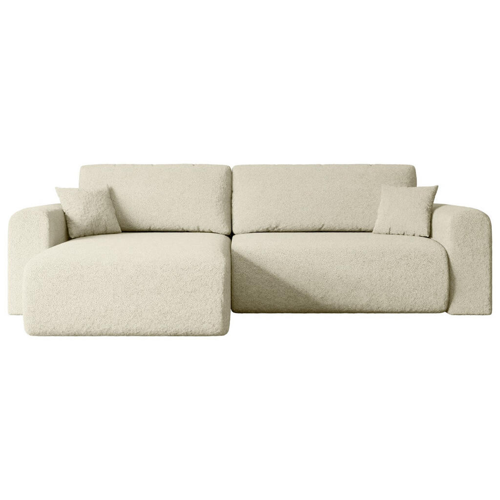 ALTDECOR ROHOVÁ SEDACÍ SOUPRAVA s funkcí lůžka a úložným prostorem ORRO-L – 272 × 145 × 83 cm, béžová buklé