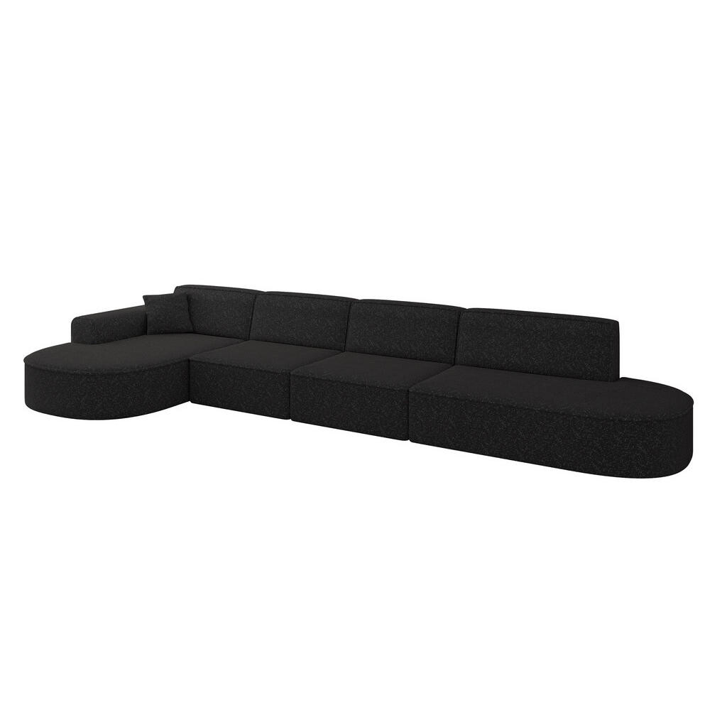 ALTDECOR ROHOVÁ SEDACÍ SOUPRAVA s otomanem vlevo MARI-L3 – 413 × 171 × 79 cm, černá tkanina