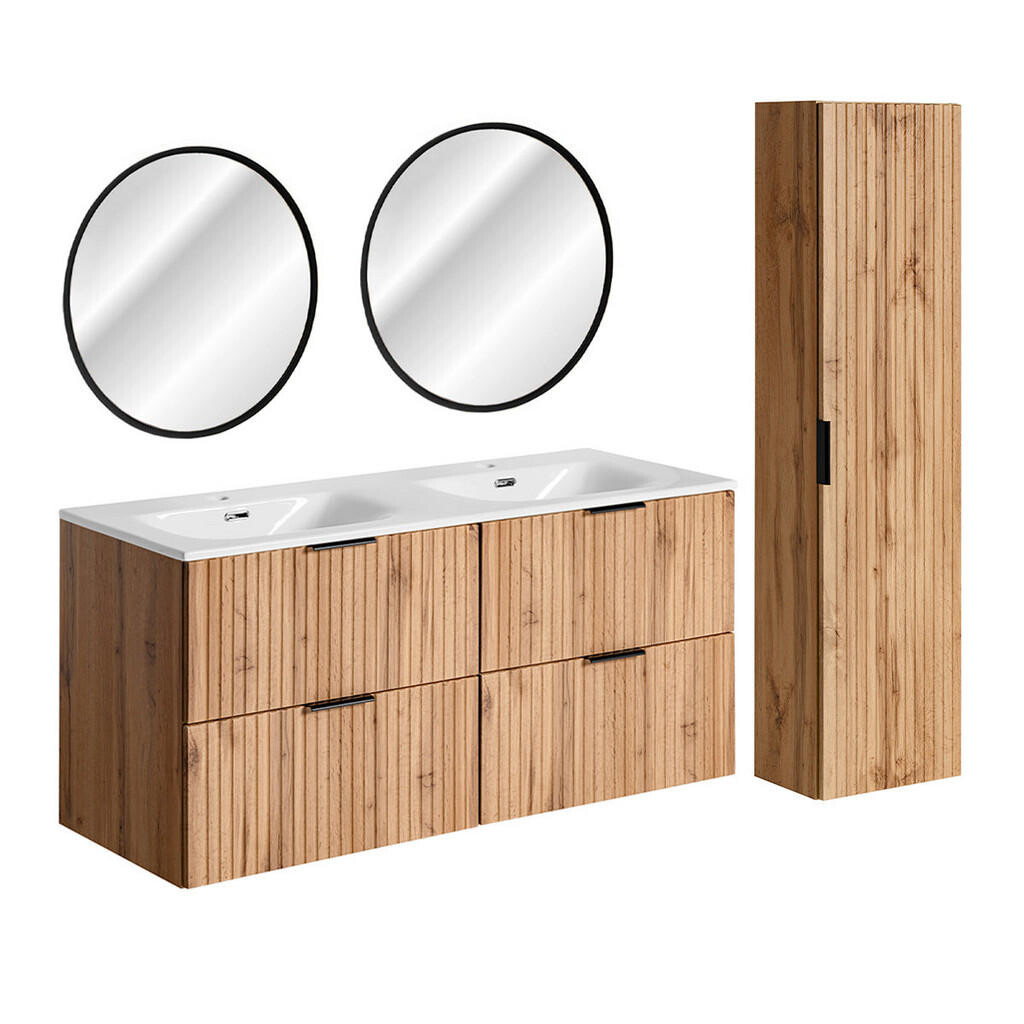 Petits-meubles KOUPELNOVÝ NÁBYTEK 120.4cm Adriel 2er-Set Dubové dřevo