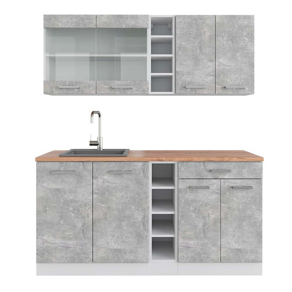 Vicco JEDNOTKOVÁ KUCHYNĚ R-Line Beton/bílá 160 cm , PD Dub