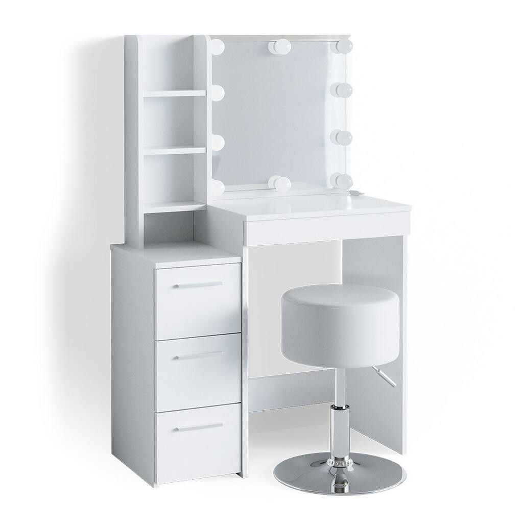 Vicco TOALETNÍ STOLEK Meryl Bílá 80 cm s LED osvětlením a taburetem