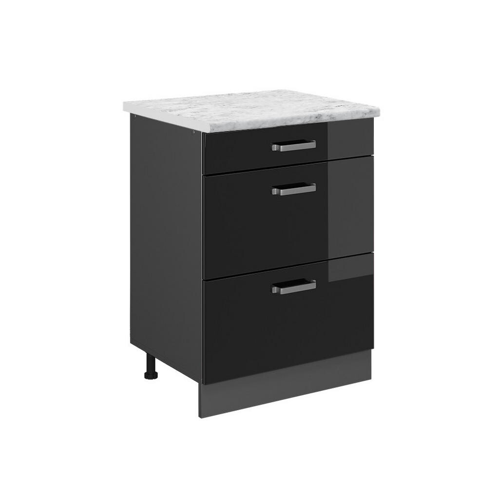 Vicco SPODNÍ SKŘÍŇKA KUCHYŇSKÉ LINKY R-Line Černý vysoký lesk 60 cm PD Mramor