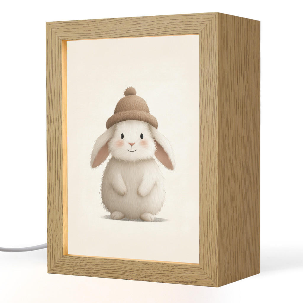 OnlyWow NOČNÍ LAMPIČKA Králík - Klobouk - Uši - béžový 15x20 cm