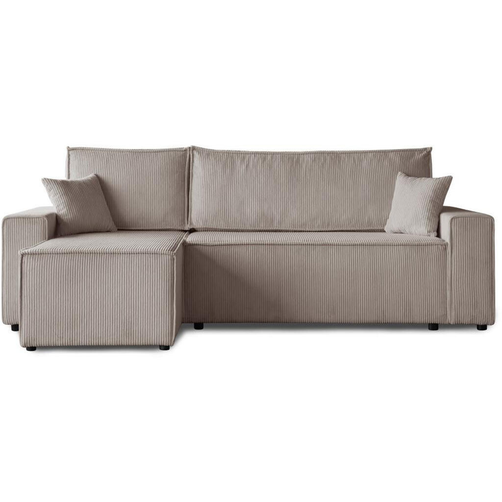 Beautysofa ROHOVÁ ROZKLÁDACÍ POHOVKA Hektor, s funkcí spaní, 247 cm, otoman 70 cm, cappuccino