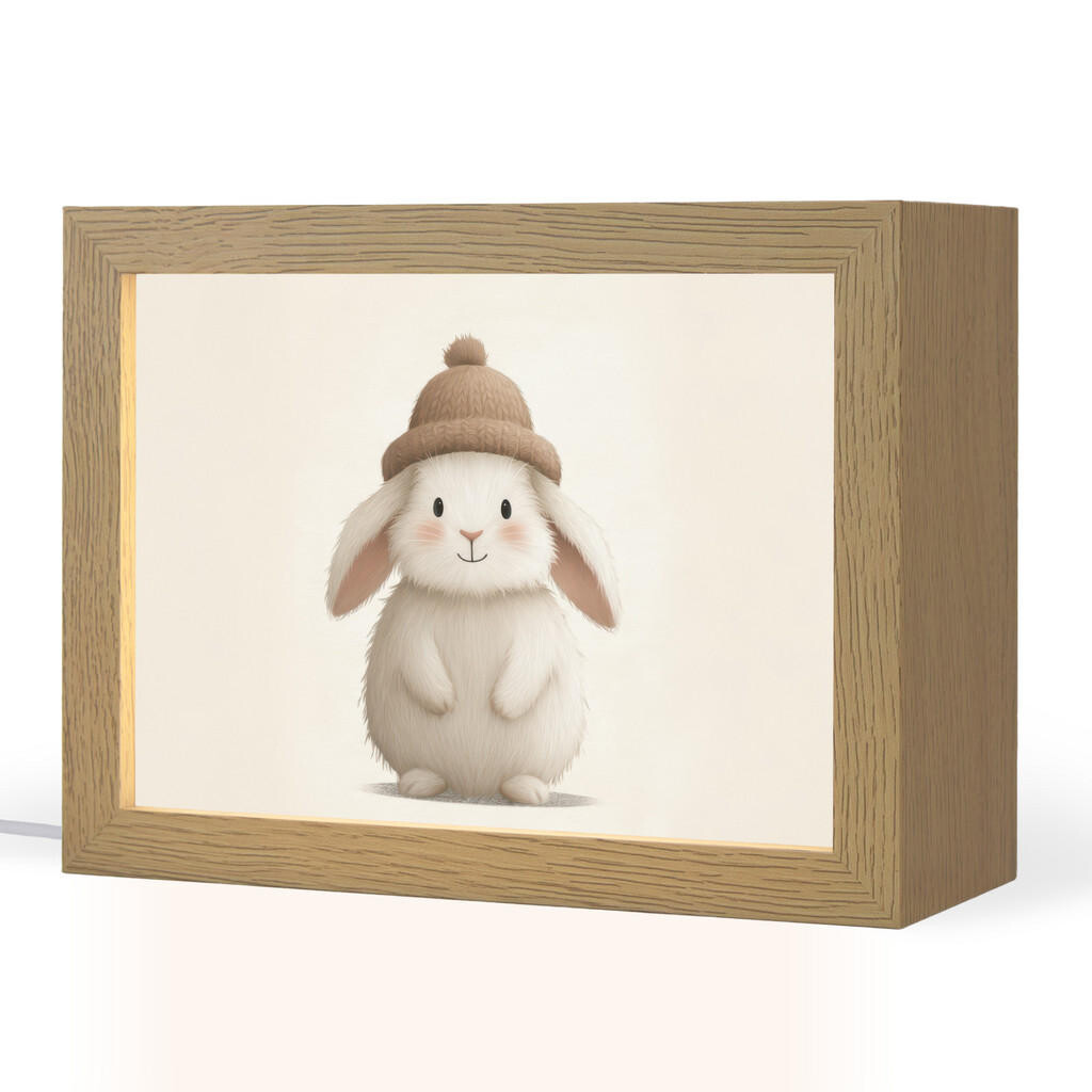 OnlyWow NOČNÍ LAMPIČKA Králík - Klobouk - Uši - béžový 20x15 cm