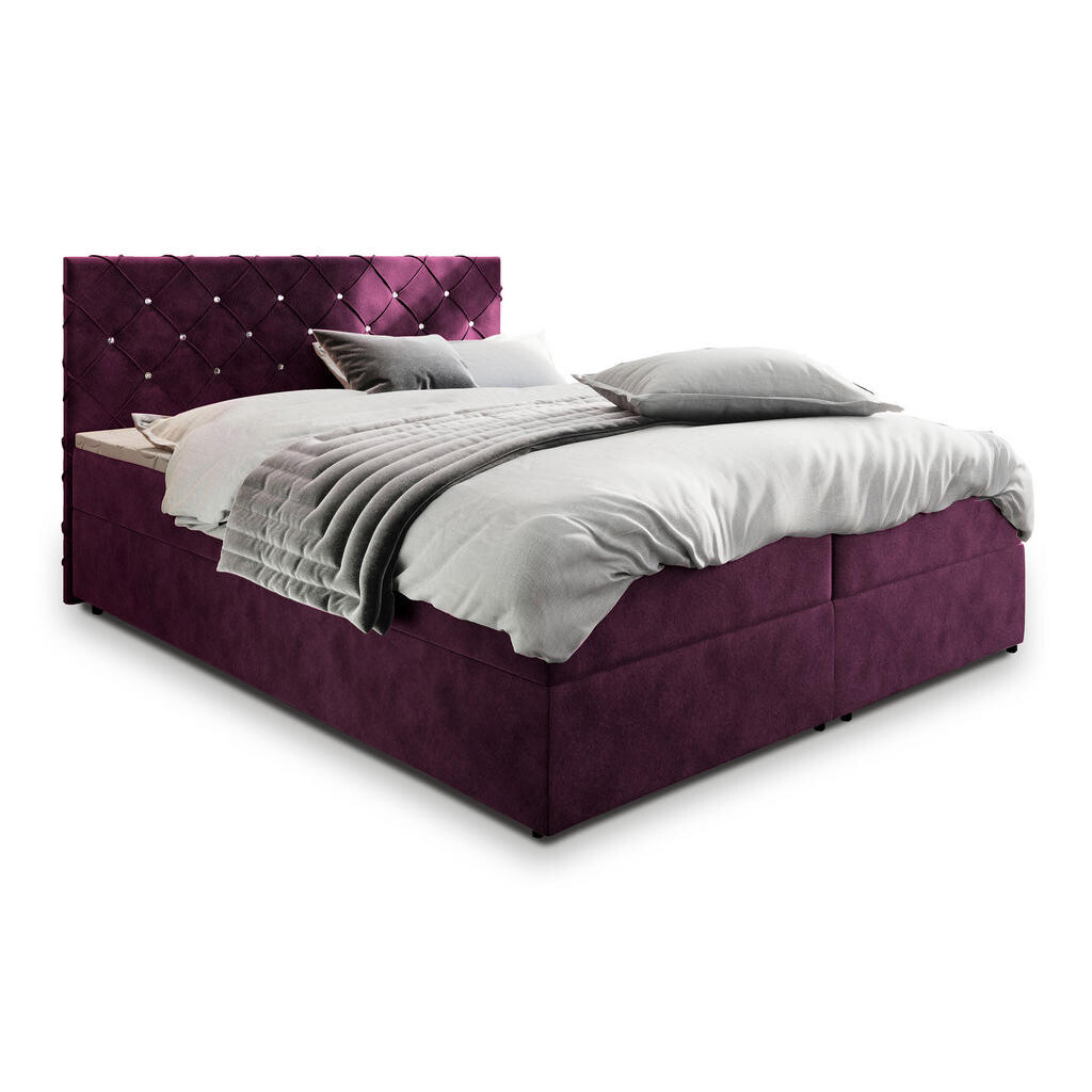 MASSENO AMERICKÁ POSTEL RIVA 140x200 cm, s matrací a úložným prostorem, Fialová