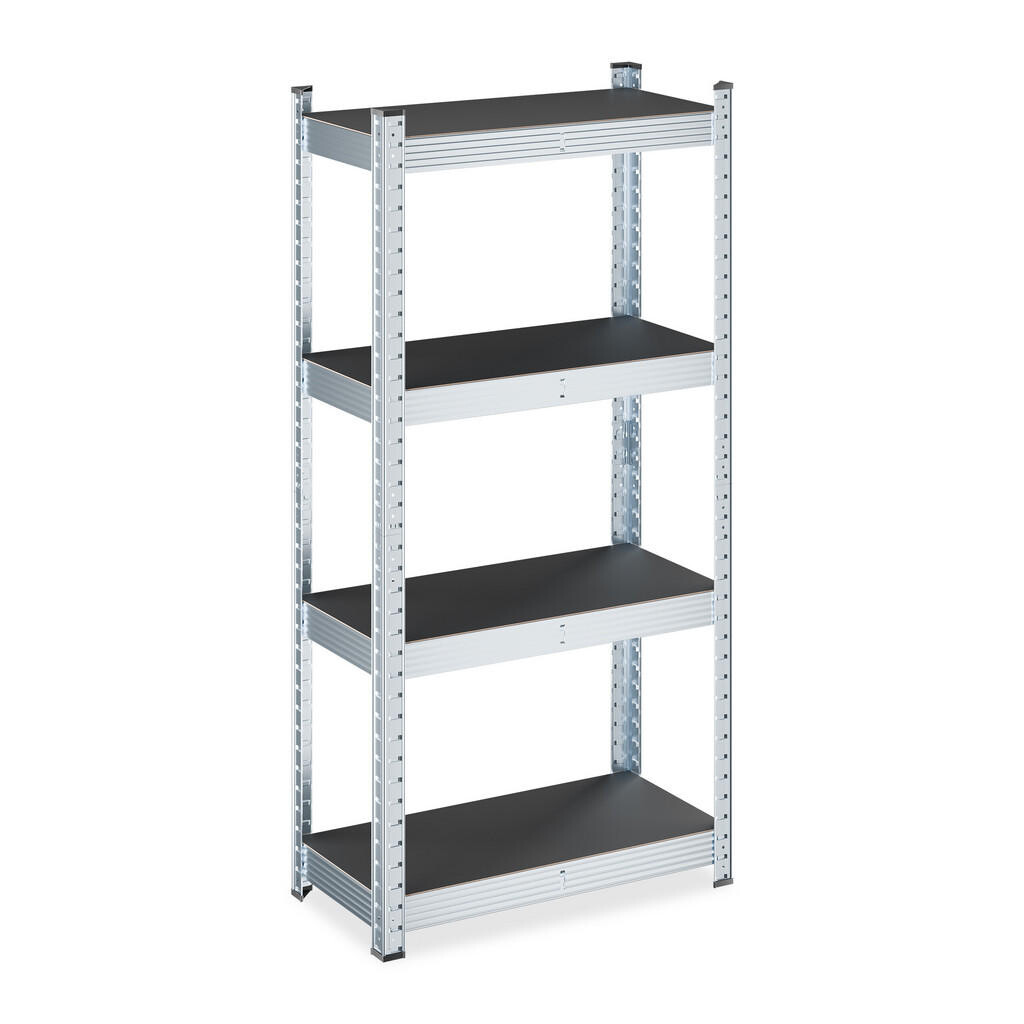 Relaxdays REGÁL Černá pozinkovaný těžkotonážní 4 police 120x60x30 cm