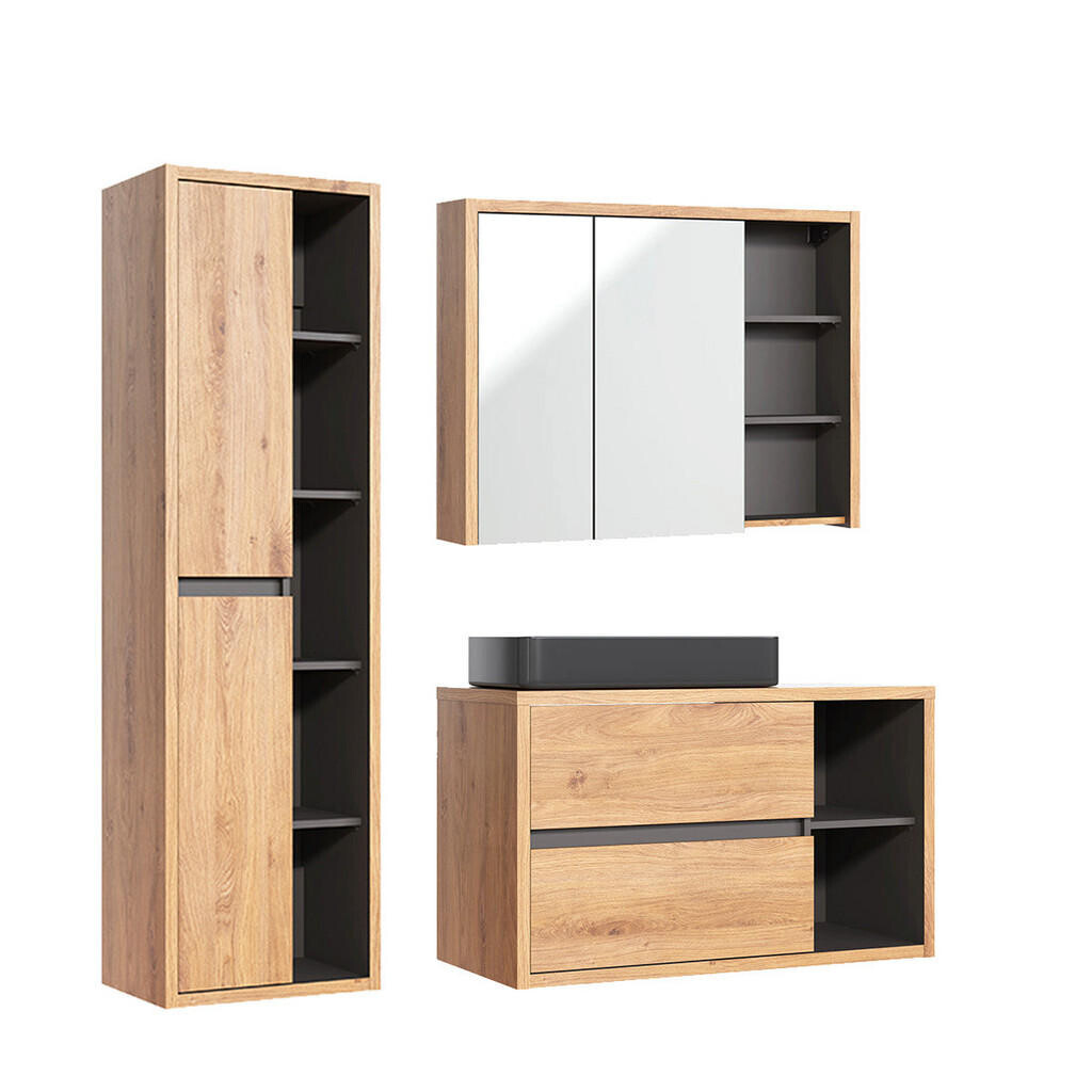 Petits-meubles KOUPELNOVÝ NÁBYTEK 100cm Rigel 2er-Set Dřevo a antracit