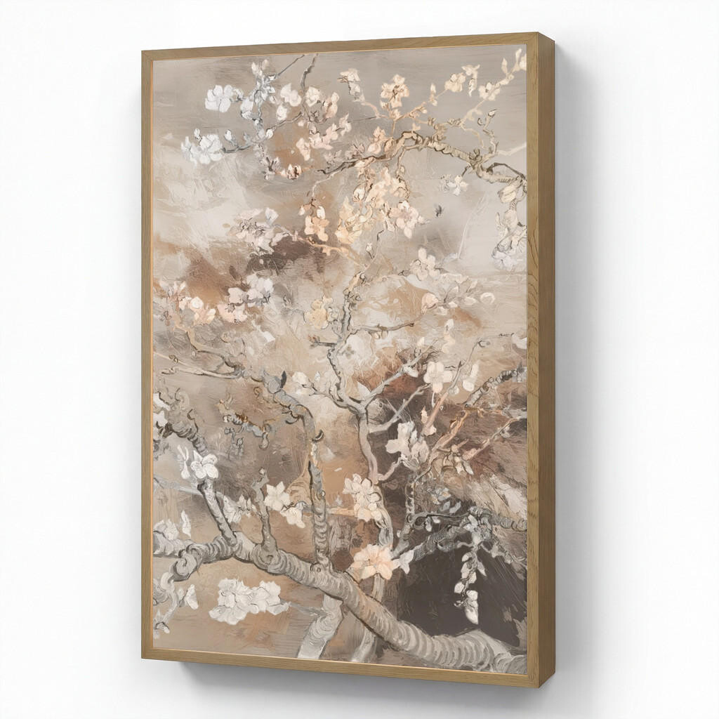 OnlyWow NÁSTĚNNÁ LAMPA S AKUMULÁTOREM Mandlový květ - Umění - Van Gogh - Béžová - Abstraktní 70x100 cm