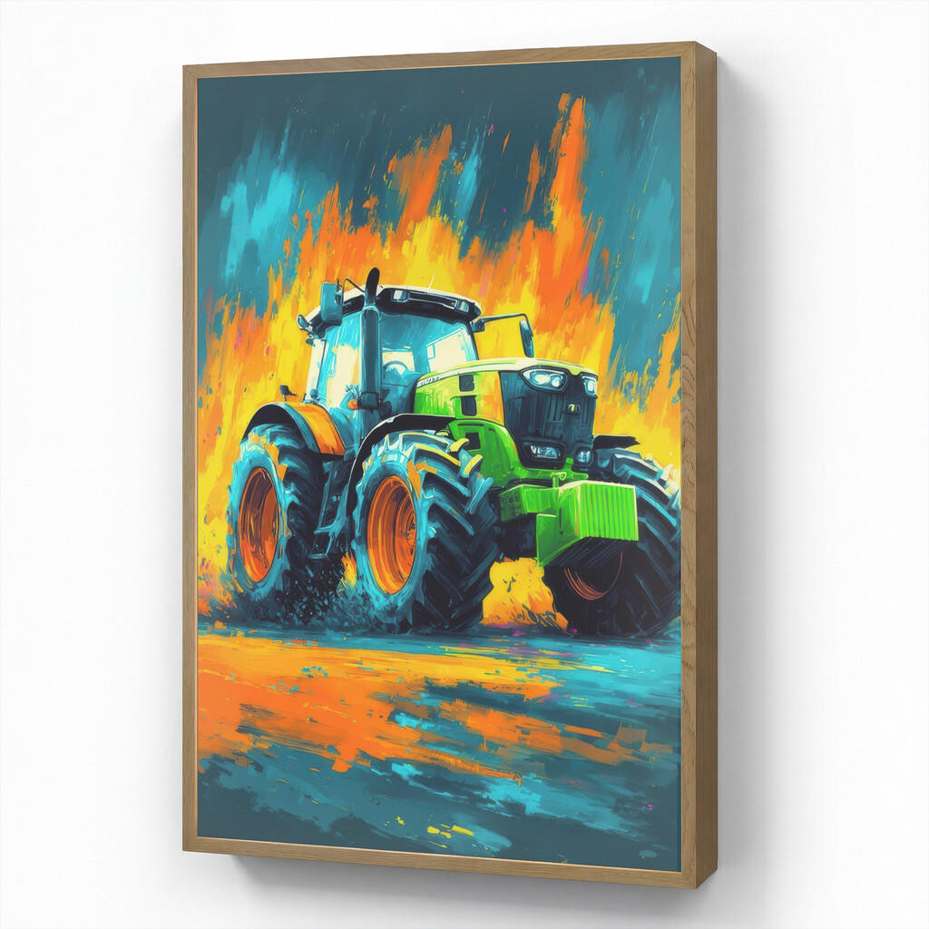 OnlyWow DOBÍJECÍ NOČNÍ LAMPIČKA Abstrakt - Traktor - Zelený 60x90 cm