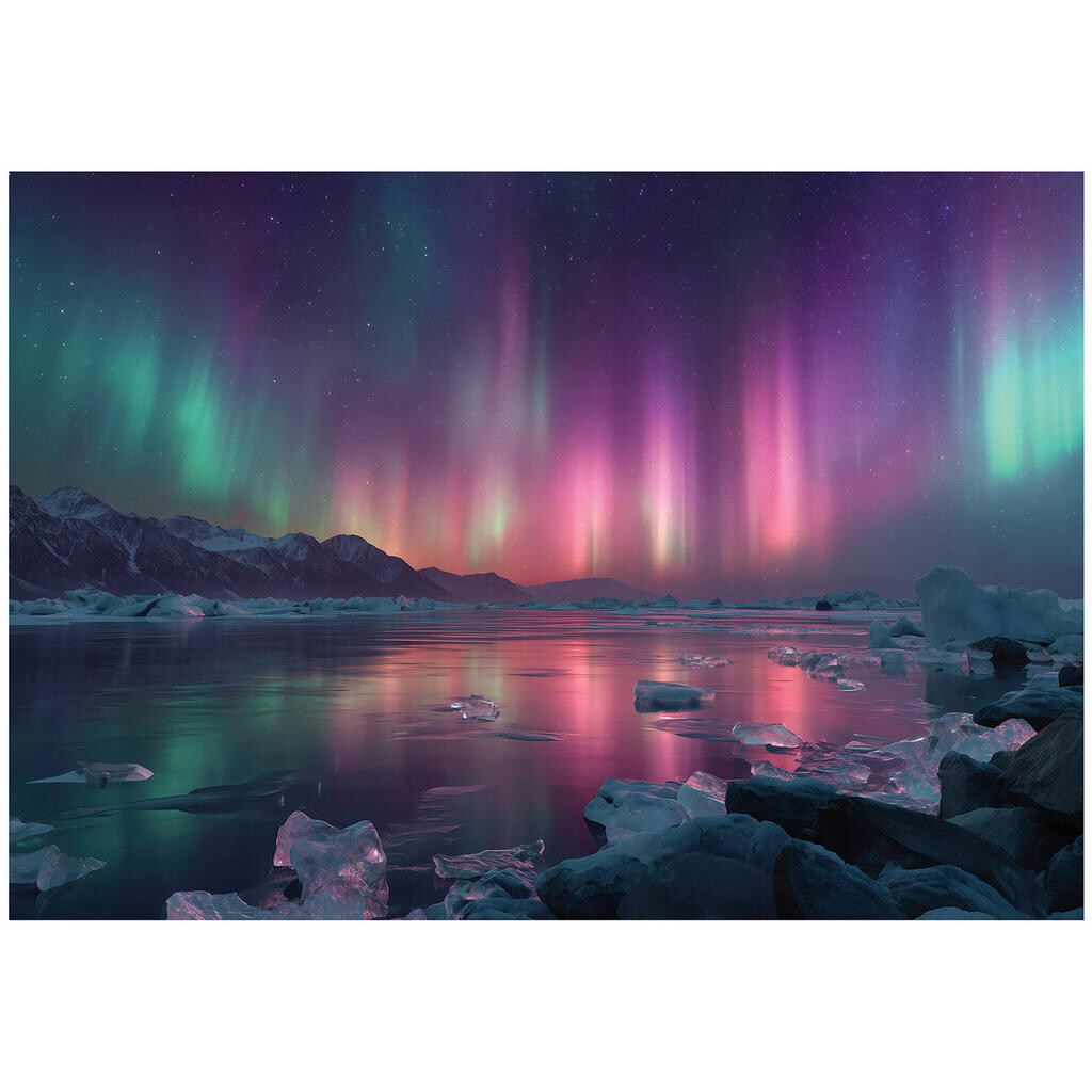 Wallarena FOTOTAPETA krajina s polární září fialová 350x250 cm