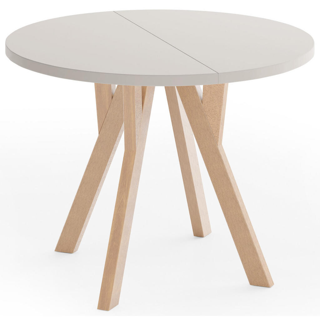 WFL GROUP ESSTISCH Avero runder ausziehbarer, Kiefer weiß 100-140/100/77 cm