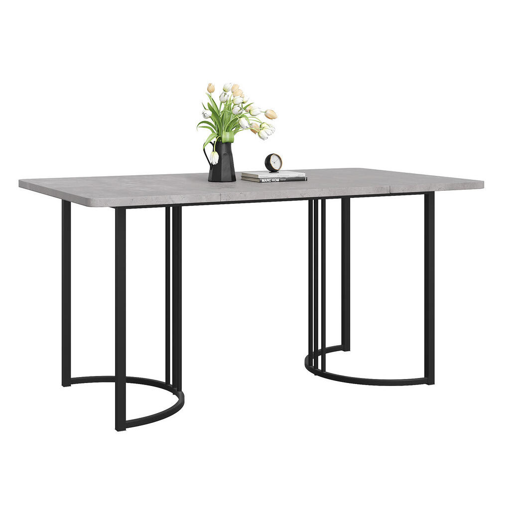 Redom JÍDELNÍ stůl 140/80 cm s mramorovým dekorem, kovovou konstrukcí a nastavitelnými nohami, Šedá