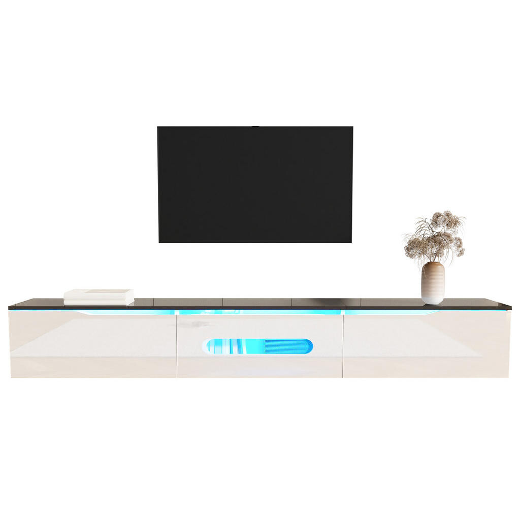 OKWISH TV stolek 180/35/30 cm černá/bílá z MDF a dřevotřísky s LED osvětlením a tichým dovíráním