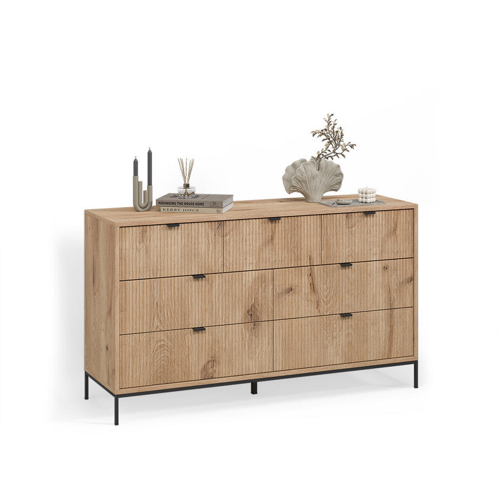 Livinity® PŘÍBORNÍK Aterno Dub Viking 42 x 81 cm se 7 zásuvkami