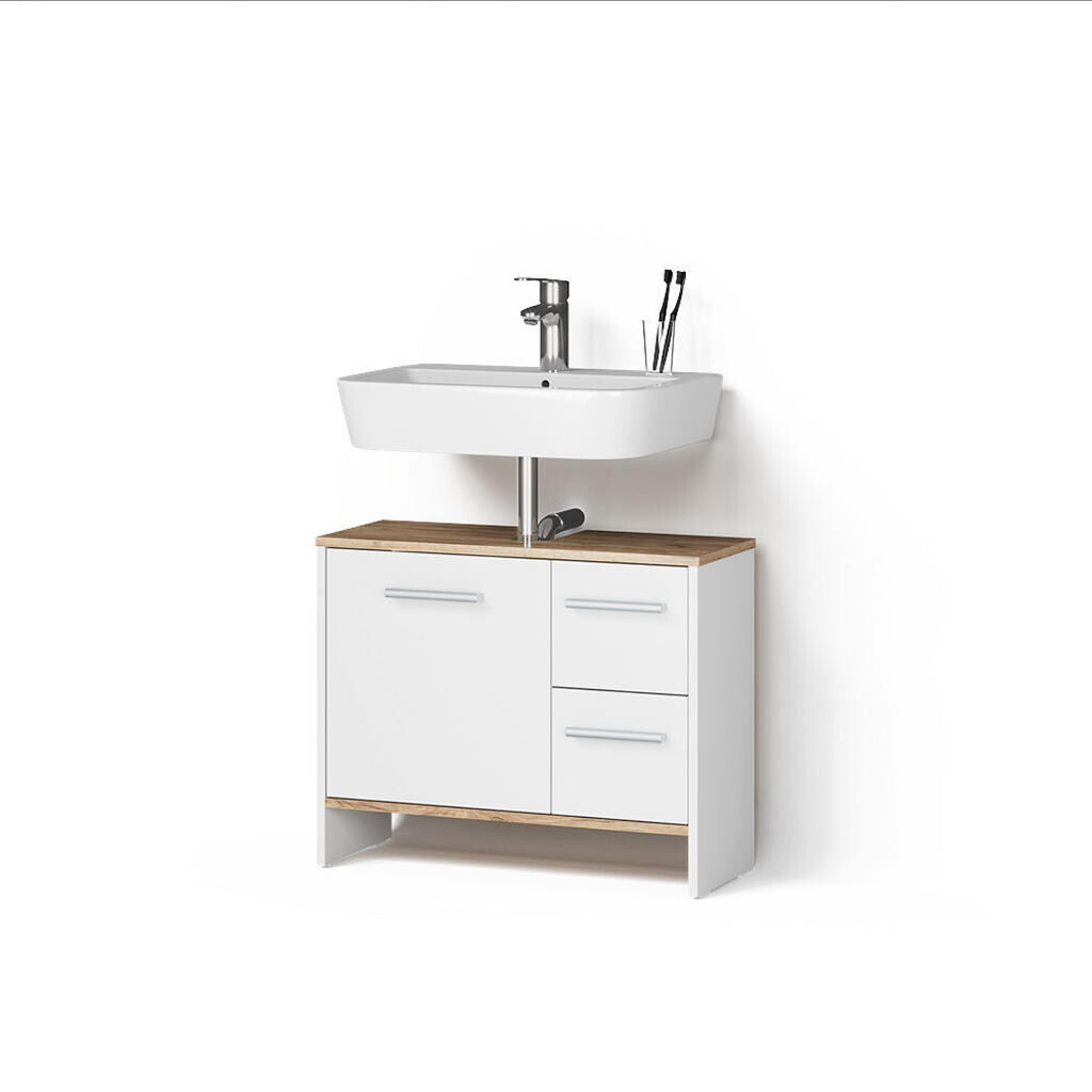 Livinity® DOLNÍ SKŘÍŇKA POD DŘEZ Amalfi Bílý/zlatý dub 70.2 x 57 cm se 2 zásuvkami a 1 dvířky