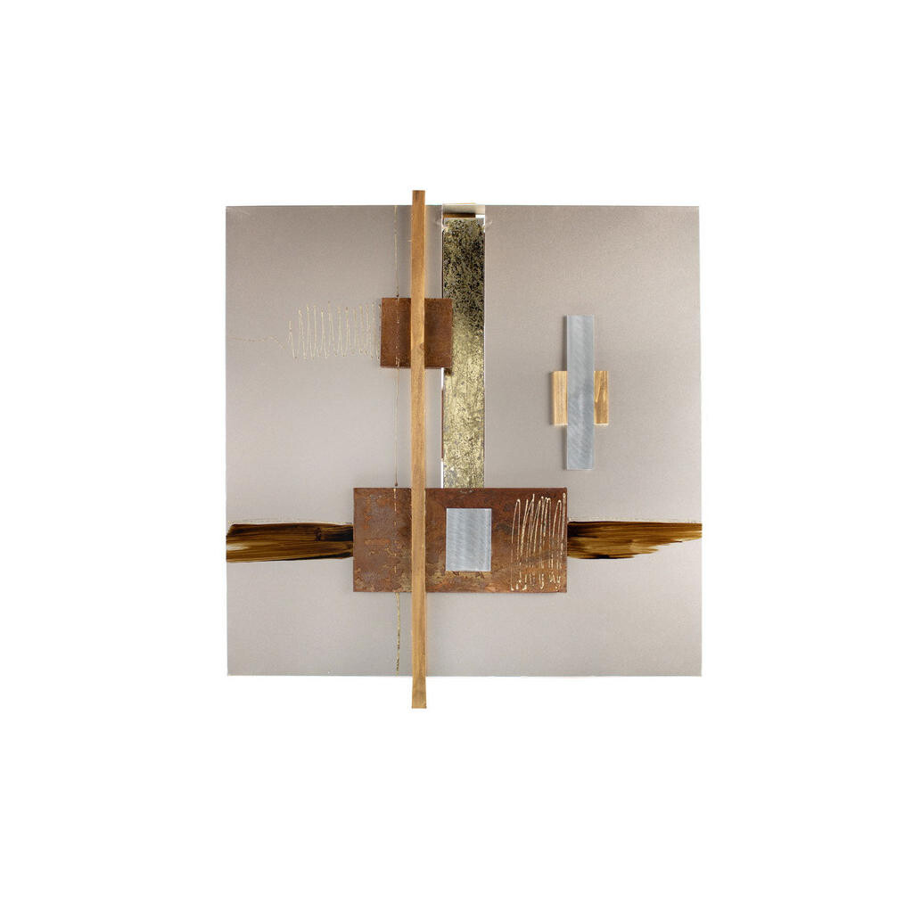 KUNSTLOFT KOVOVÁ NÁSTĚNNÁ DEKORACE HNĚDÁ/ZLATÁ, 83/83 CM