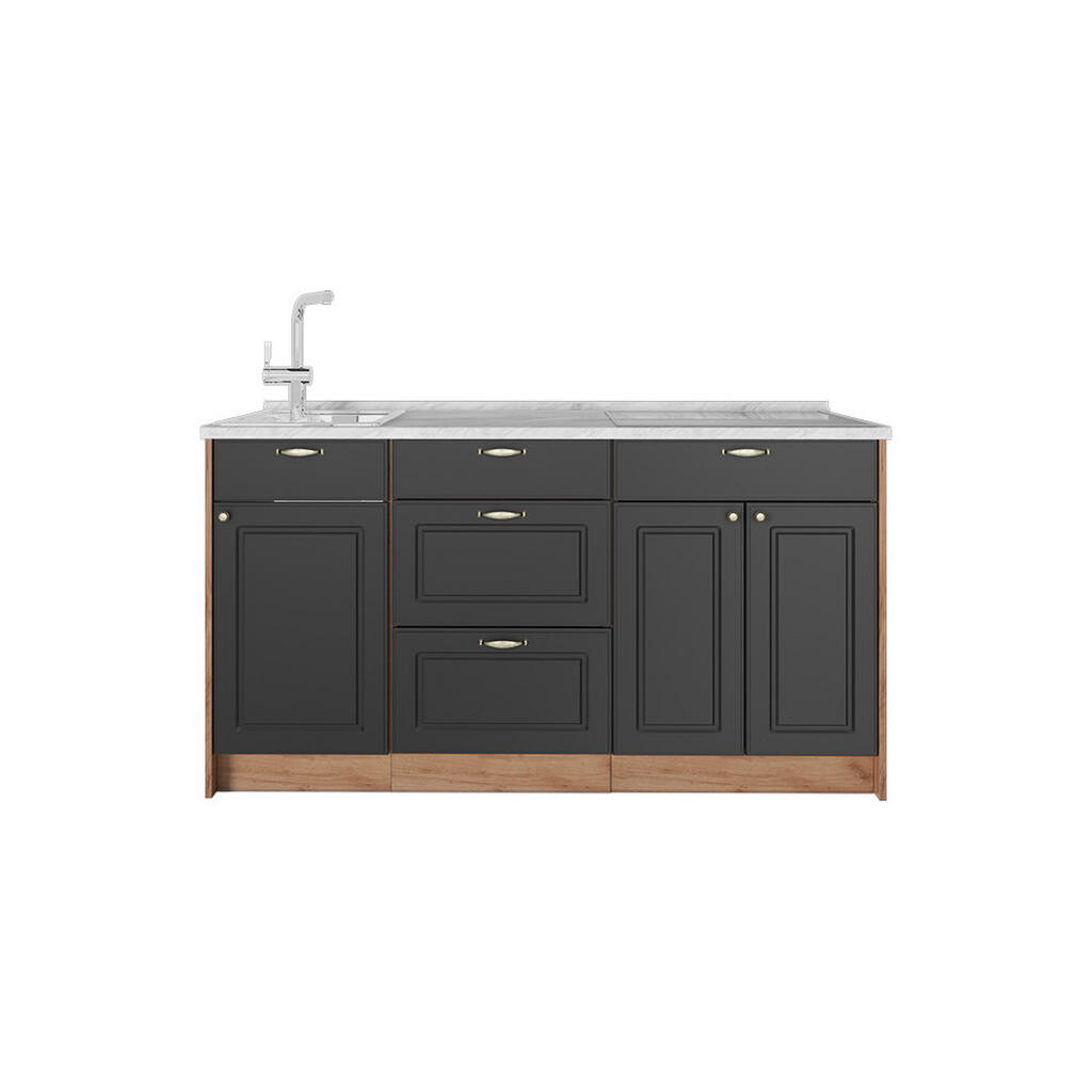 Vicco KUCHYŇSKÝ BLOK Fame-Line, Anthrazit-Gold Landhaus, 150 cm, PD Mramor
