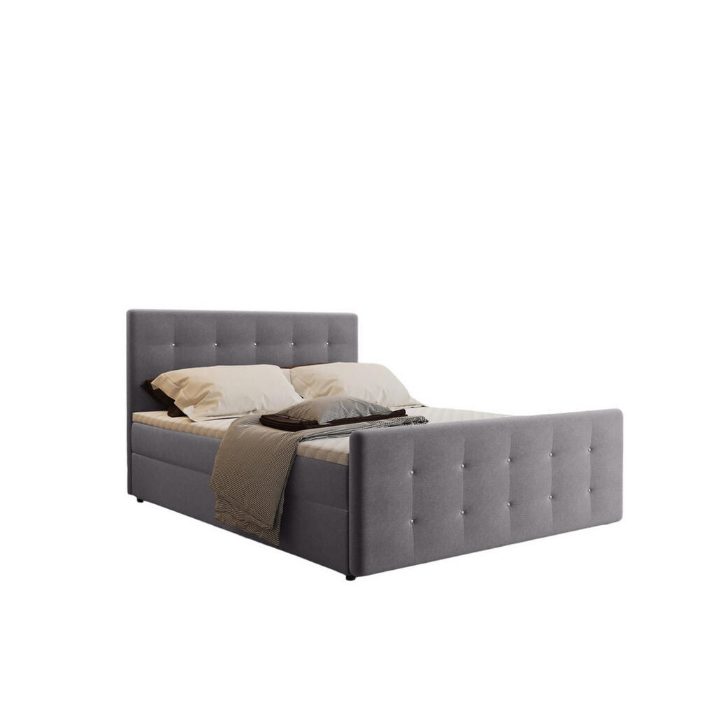 Kaiser Möbel KONTINENTÁLNÍ POSTEL s úložným prostorem, matrací a topperem AMOR Šedá 120x200 cm H2-Pocket