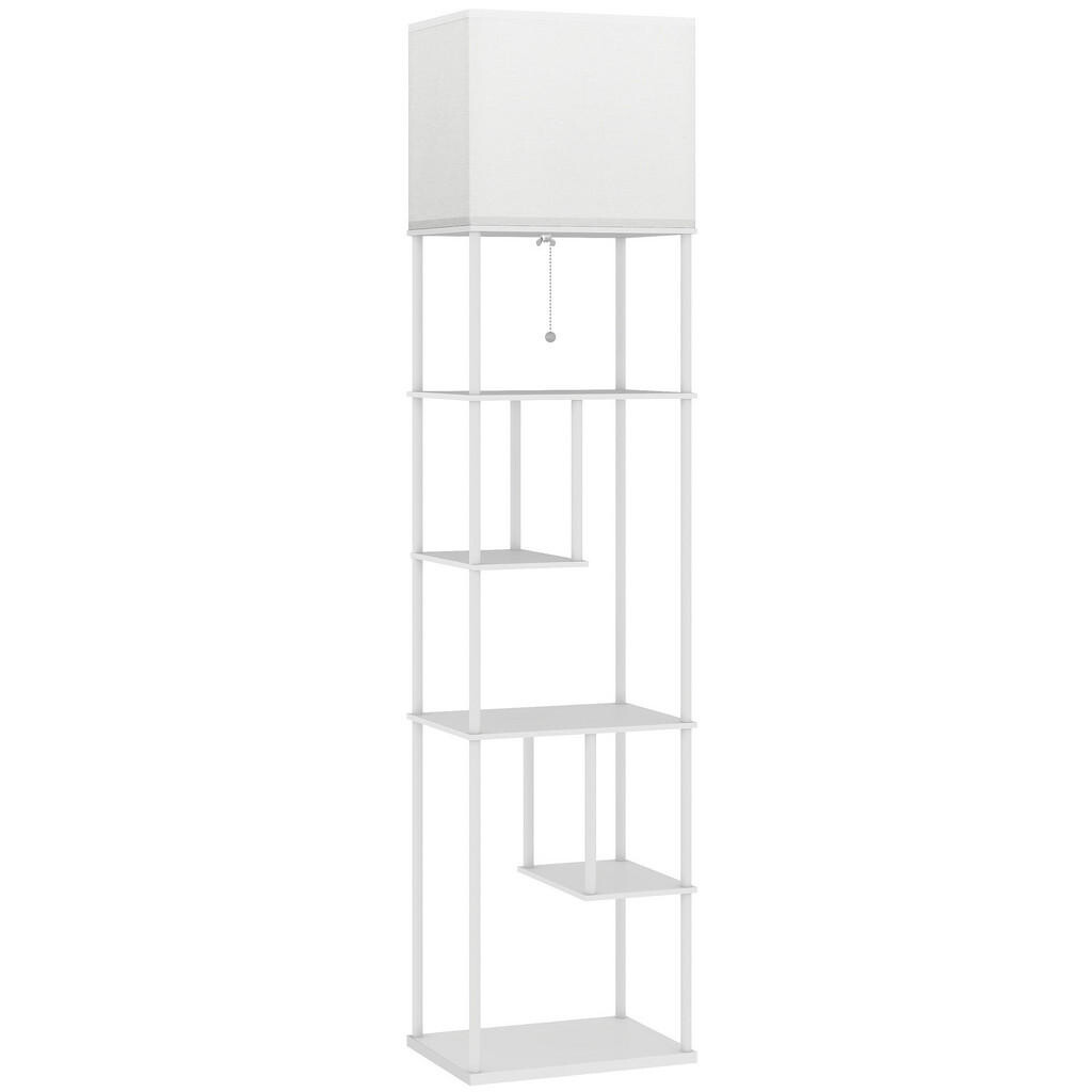 HOMCOM STOJACÍ lampa z bílého MDF