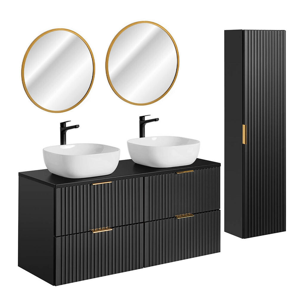Petits-meubles KOUPELNOVÝ NÁBYTEK 120.8cm Adriel 2er-Set Matná černá