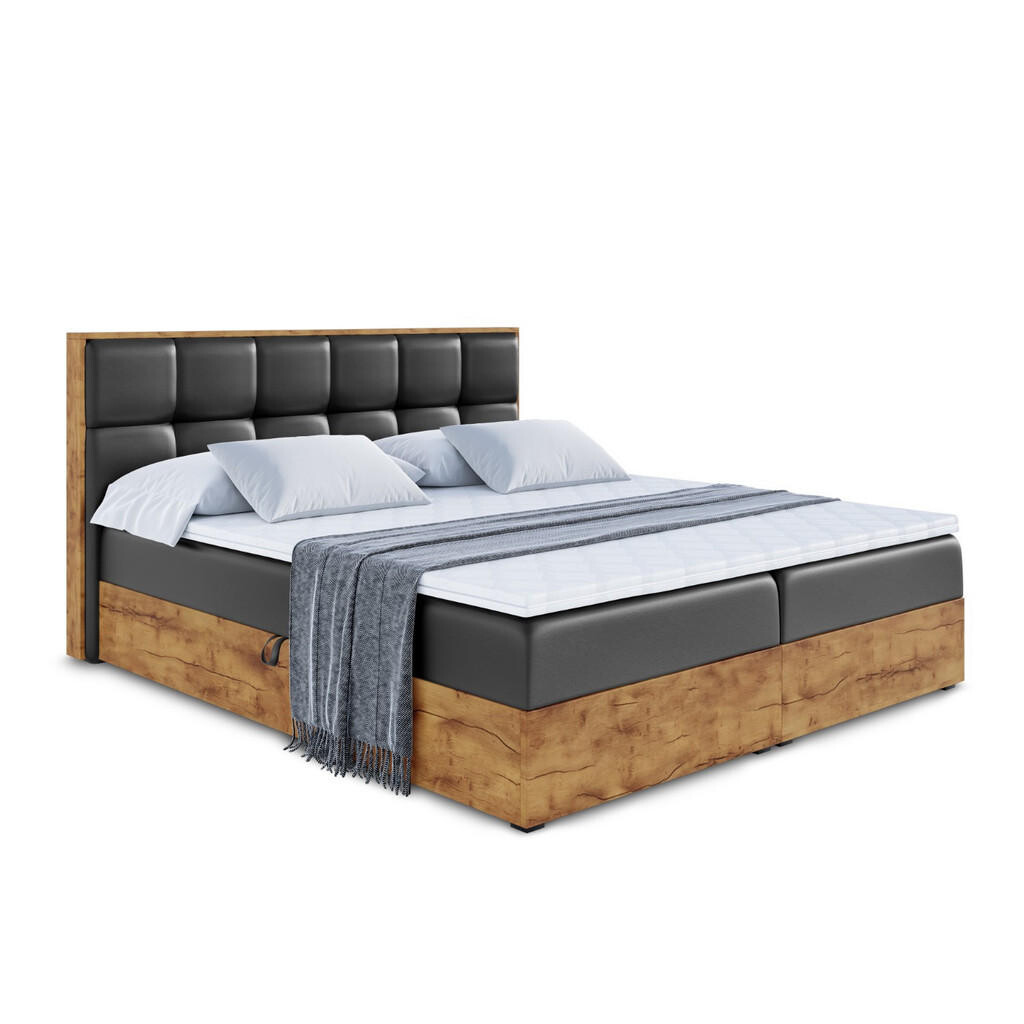 ALTDECOR AMERICKÁ postel s matrací H3 a lamelovým roštem – LOLLI7 – 160x200 – vysoce lesklá černá