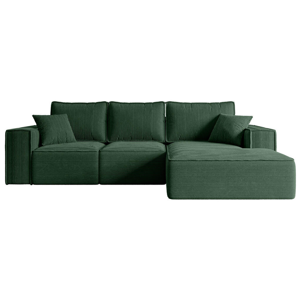 ALTDECOR ROHOVÁ SEDACÍ SOUPRAVA s funkcí lůžka a úložným prostorem SERRA-L-S – 266x161x87 cm zelený manšestr