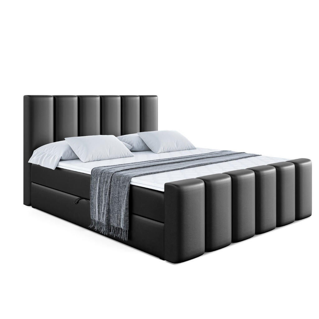 ALTDECOR AMERICKÁ POSTEL BOXI1-Z – 160 × 200 cm – H3 – vysoce lesklá černá