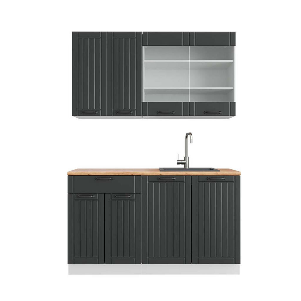 Vicco JEDNOTKOVÁ KUCHYNĚ Fame-Line Antracitový venkovský dům/bílá 140 cm , PD Dub