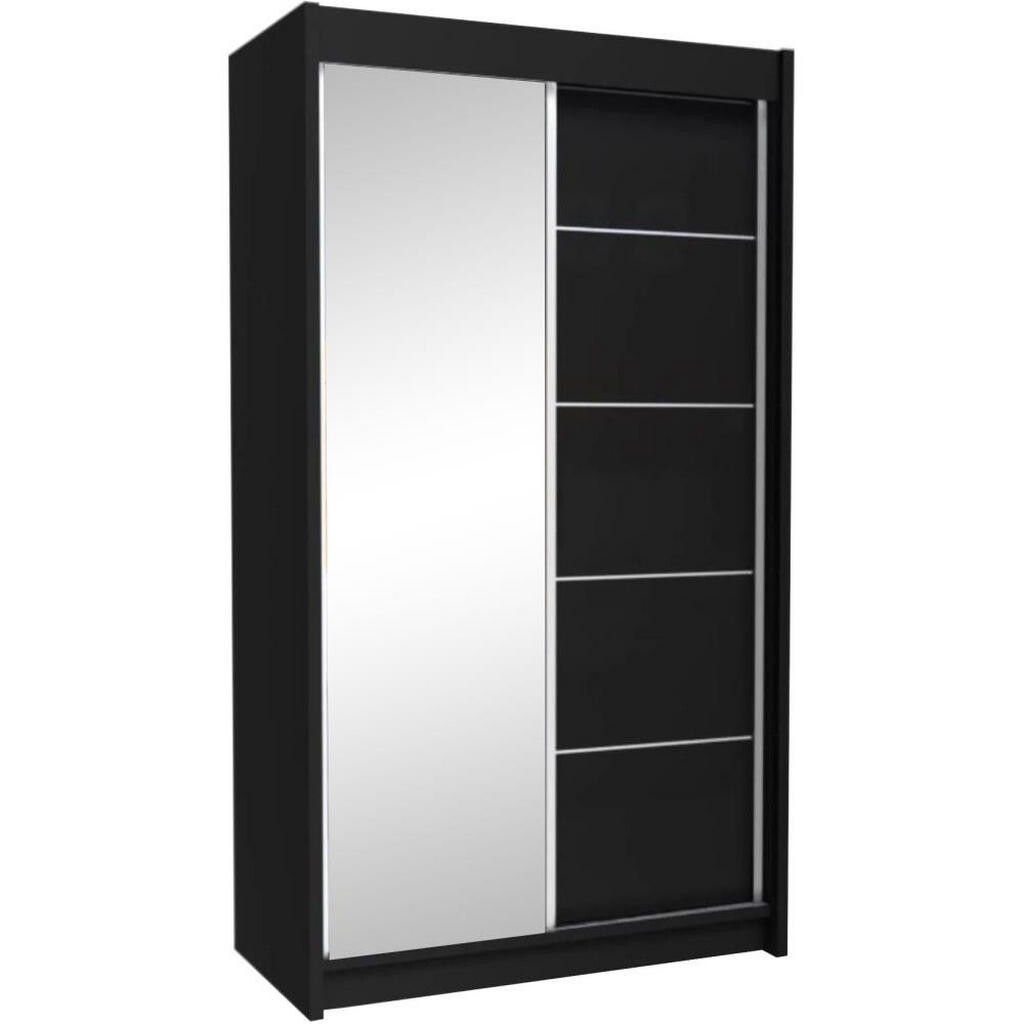 Beautysofa SKŘÍŇ s posuvnými dveřmi Marika 120/216/61 černá se zrcadlem a zásuvkami