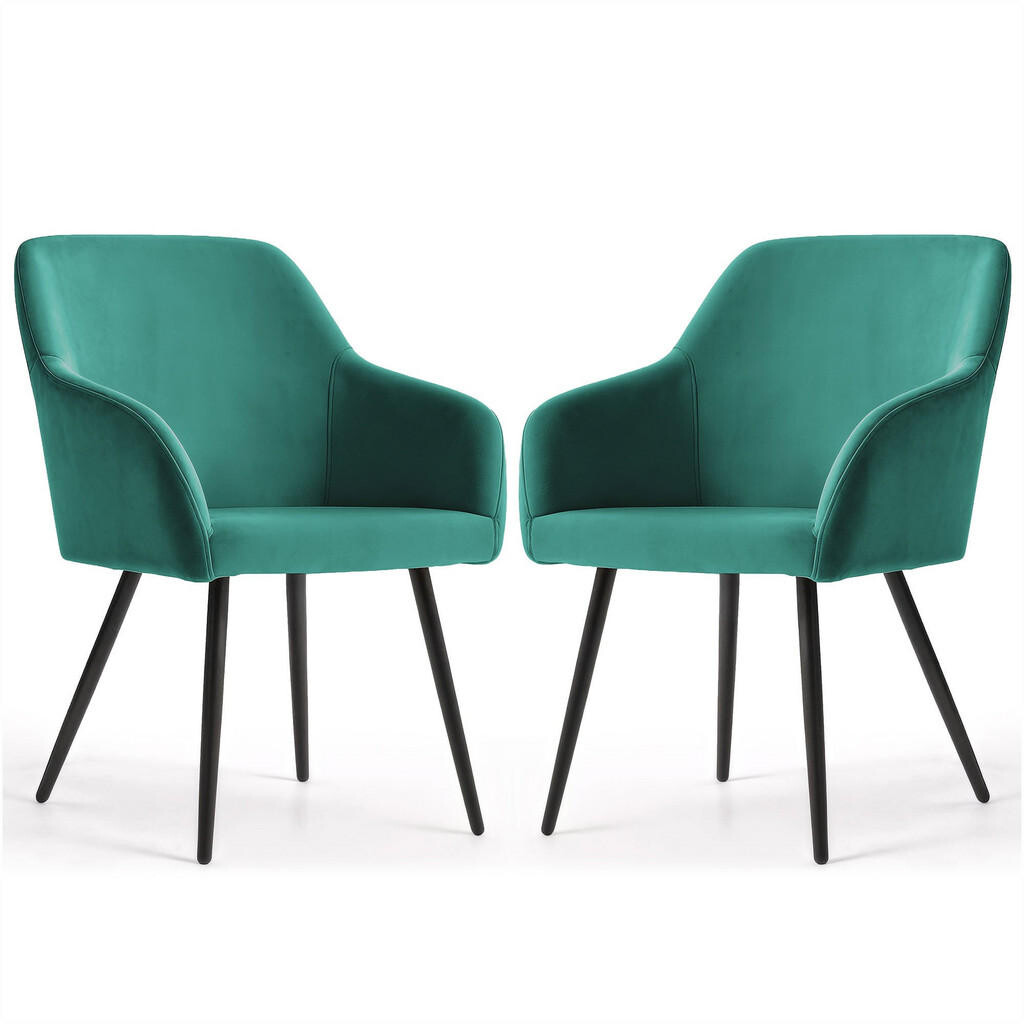 RAUMHIRSCH FURNITURE ČALOUNĚNÁ ŽIDLE, sada 2 ks, kovové nohy zelené, černá 54,5/83/58