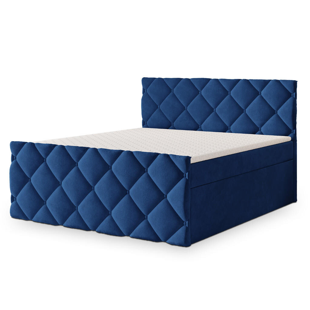 MASSENO AMERICKÁ POSTEL ROVARI 140x200 cm, s matrací a úložným prostorem, modrá