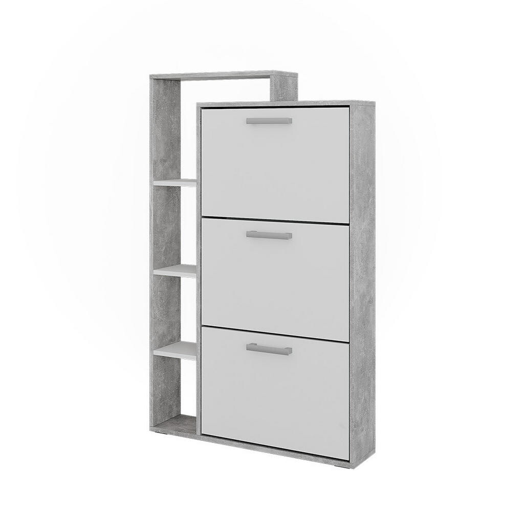 Vicco BOTNÍK NA BOTY Orlando Bílá/beton 80 x 128.3 cm se 3 skládacími přihrádkami
