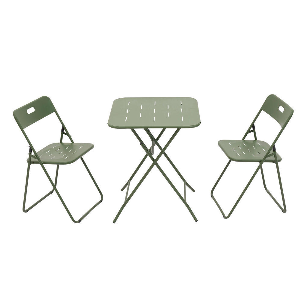 OKWISH ZAHRADNÍ bistro set 60/60/73 cm zelený z oceli skládací 3dílný