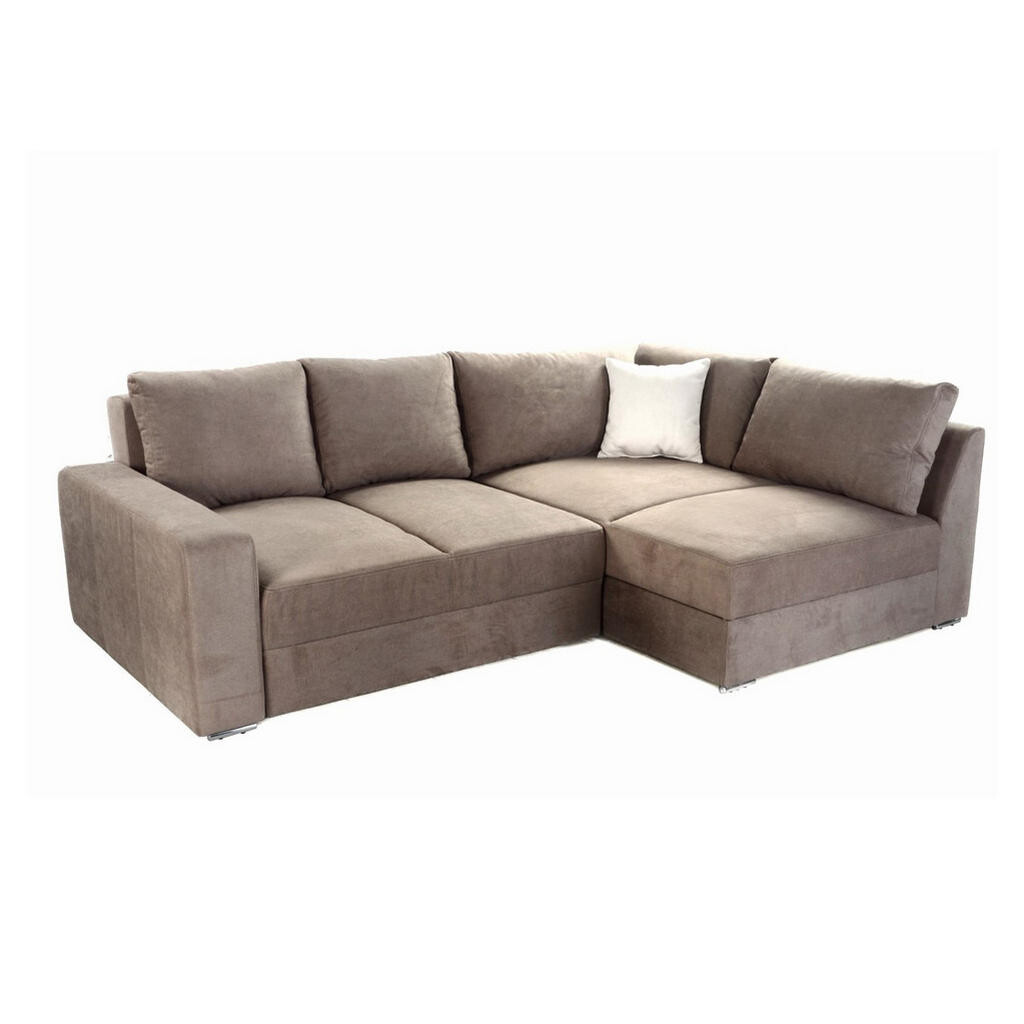 luma-home ROHOVÁ POHOVKA – PRO DLOUHODOBÉ SPÁNÍ: Boxspring, pružinová matrace, topper, 260 × 181 × 88 cm (Š×H×V), mikrovlákno ve světle hnědé barvě /