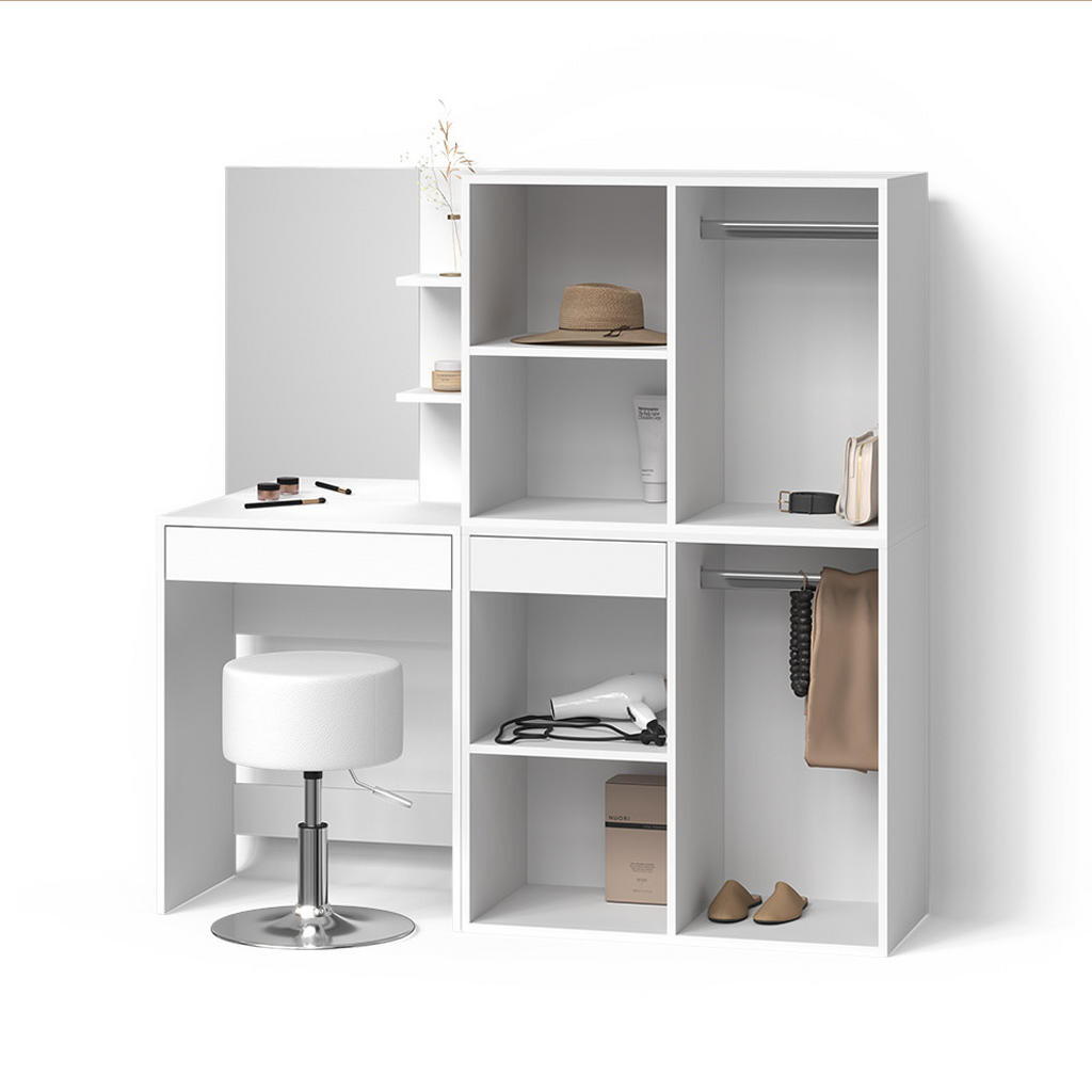 Livinity® TOALETNÍ STOLEK Nola Bílá 140 cm se stoličkou a skříňkou