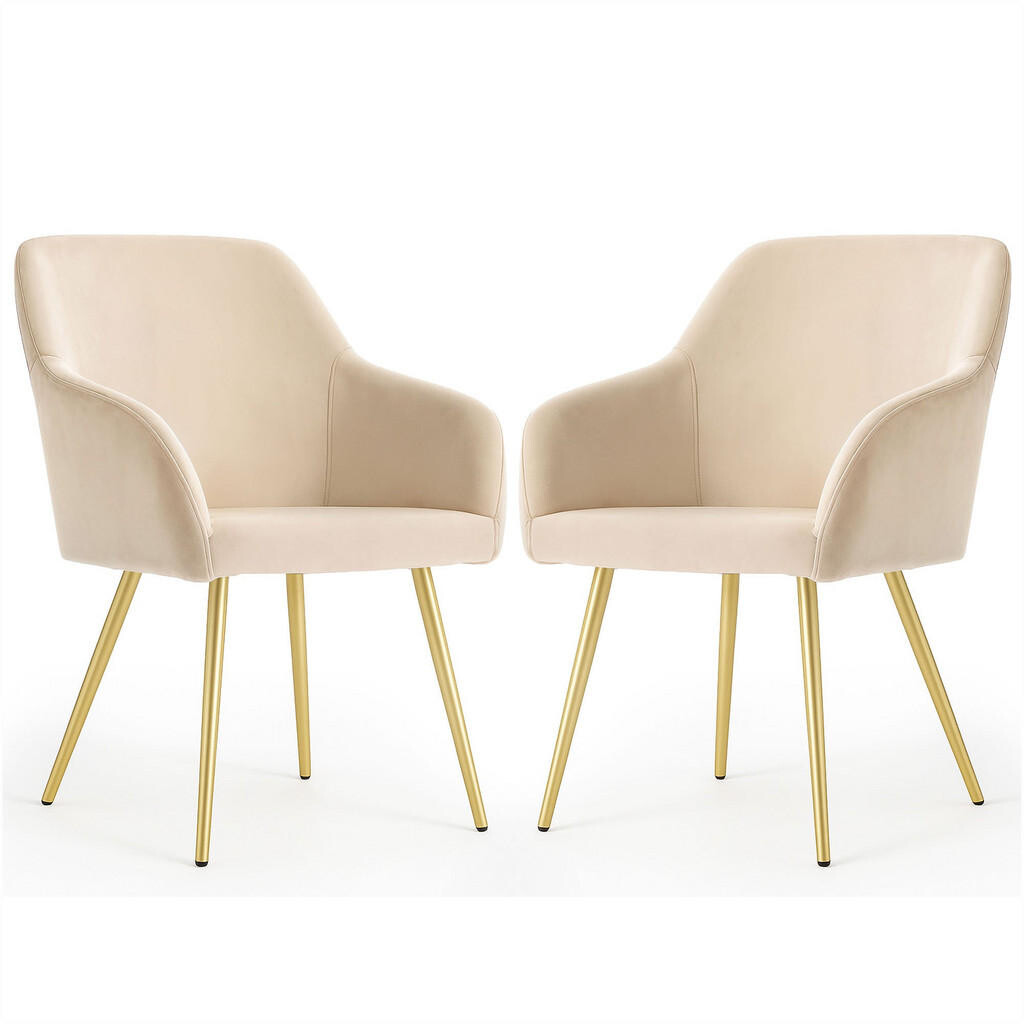 RAUMHIRSCH FURNITURE ČALOUNĚNÁ ŽIDLE, sada 2 ks, kovové nohy, krémová, 54,5/83/58