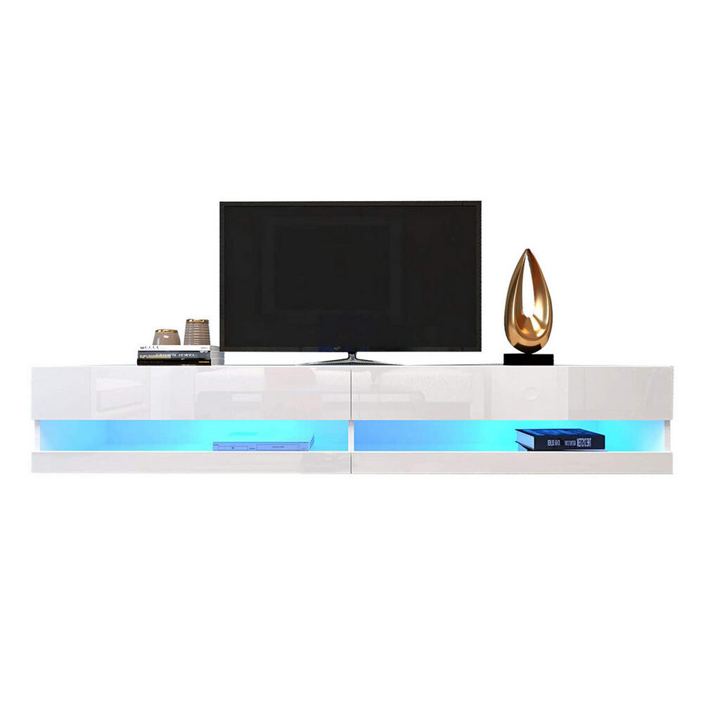 OKWISH TV stolek 140/40/30,5 cm bílý z MDF s LED osvětlením a vysokým leskem