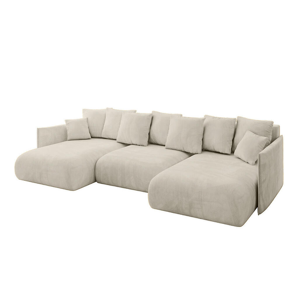 ALTDECOR SEDACÍ SOUPRAVA s funkcí lůžka a úložným prostorem pod postelí ONESK-U 317x177x72 ecru velur