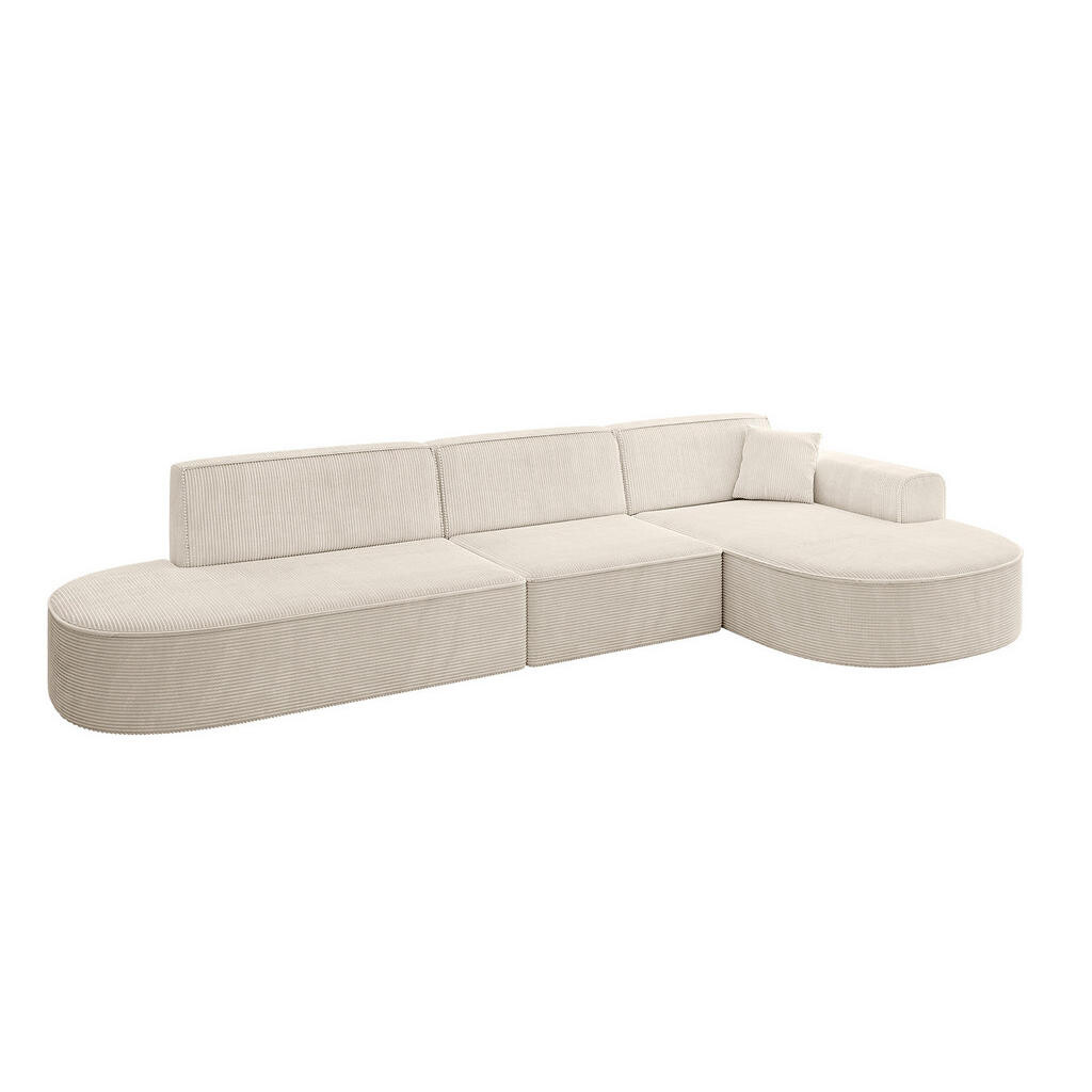 ALTDECOR ROHOVÁ SEDACÍ SOUPRAVA s otomanem vpravo MARI-L2 – 328 × 171 × 79 cm, béžový manšestr