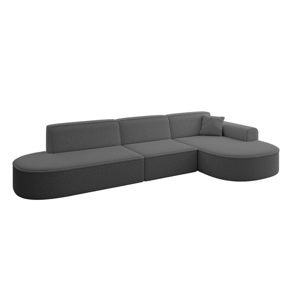 ALTDECOR ROHOVÁ SEDACÍ SOUPRAVA s otomanem vpravo MARI-L2 – 328 × 171 × 79 cm, šedá buklé