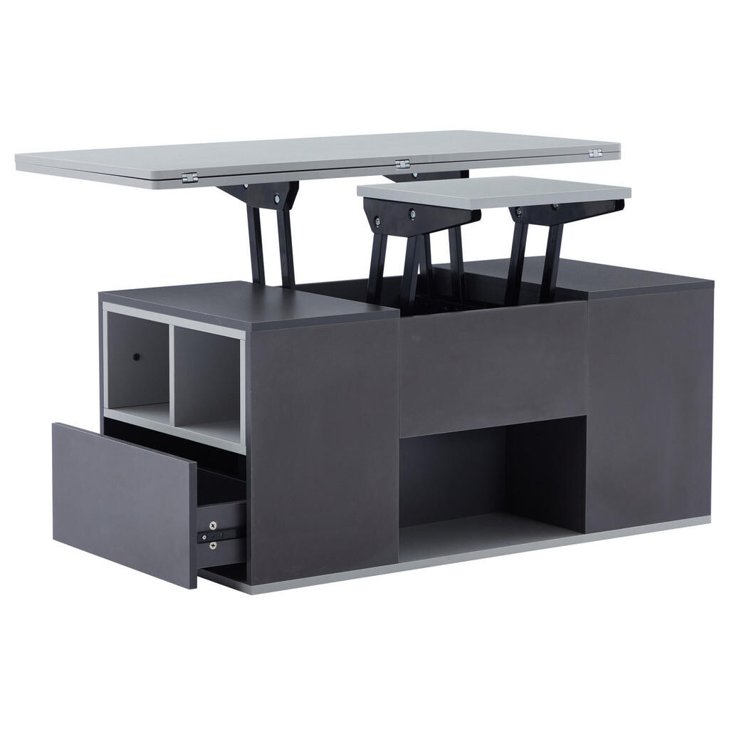 OKWISH KONFERENČNÍ stolek 100/51/47 cm šedý z dřevotřísky s výškově nastavitelnou deskou a úložným prostorem